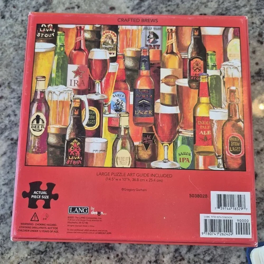 Lang, Crafted Brews 1000 Piece Puzzle by Gregory Gorham, Linen Embossed, NEW